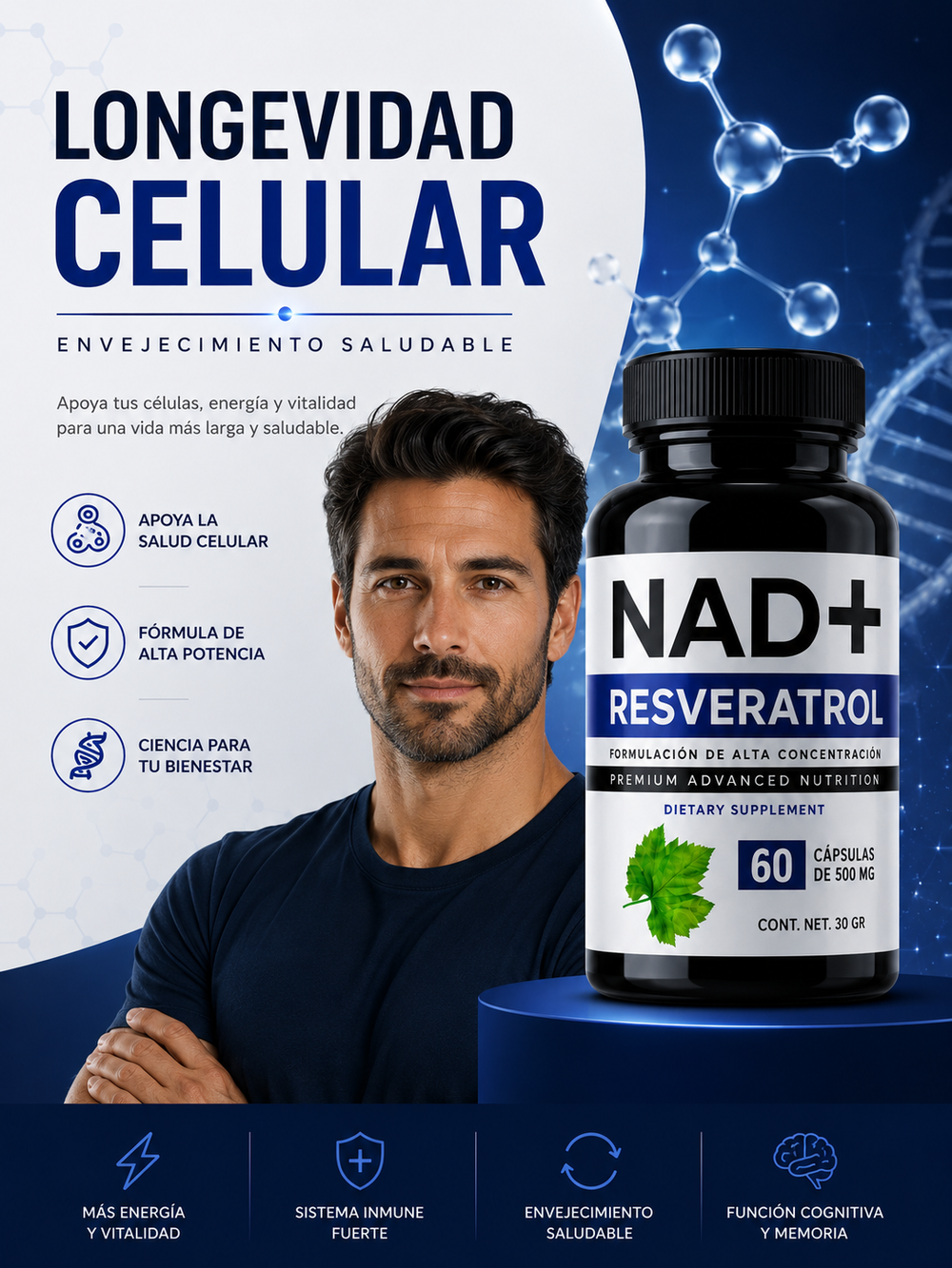 NAD + RESVERATROL 60 CAPS